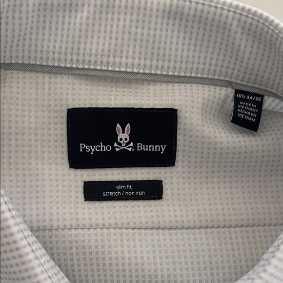 NWT Men's White printed psyco bunny Shirt - Picture 2 of 2